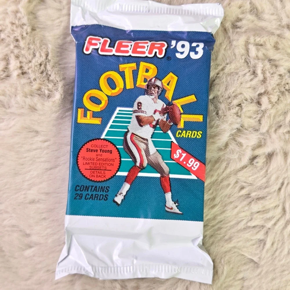 Lot of 5 1993 Fleer Football Unopened Jumbo Packs 29 Cards Steve Young 6971A